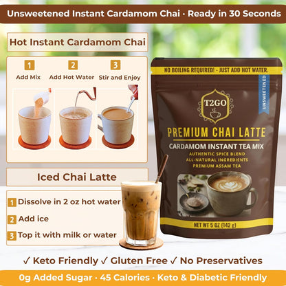 T2GO Authentic Karak Masala Chai Tea Mix – Just Add Water, 8 oz | Bold karak-style masala chai — real milk & spices in every scoop, no simmering