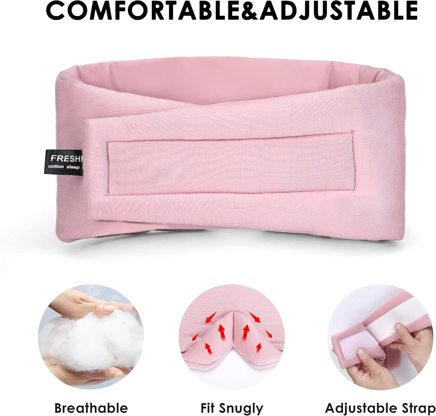 FRESHME Pure Handmade Cotton Sleep Mask - Blackout Eye Mask with Adjustable Velcro Soft and Comfortable Eye Blinder Shade for Men Women Travel Office Nap Airplane Blue