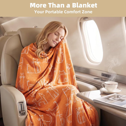 Travel Blanket Airplane - Ultra Soft & Lightweight Knit Design