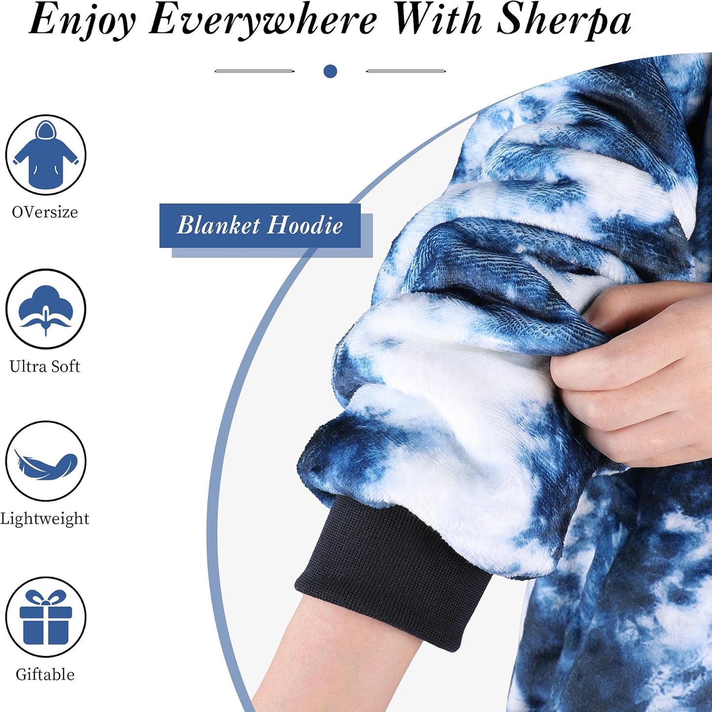 AmyHomie Wearable Blanket Hoodie for Adults & Teens,Oversized Sherpa Hooded Blanket,Warm Cozy Blanket Sweatshirt as Christmas Birthday Gifts for Women Men