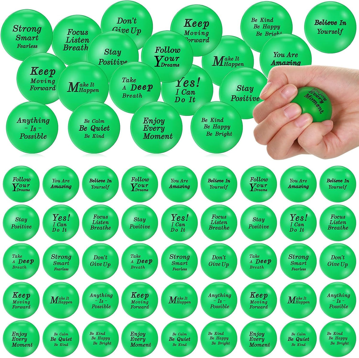 Poen 120 Pcs Motivational Foam Balls with Inspirational Quotes