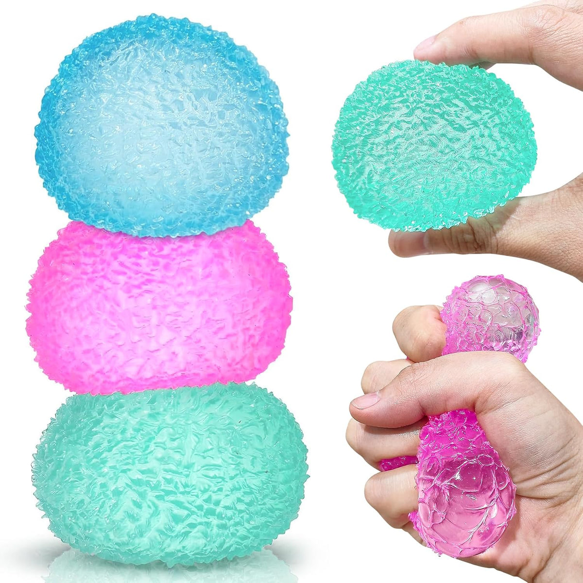 3Pcs Textured Stress Balls, Soft Sensory Fidget Toys Ball for Adults Kids