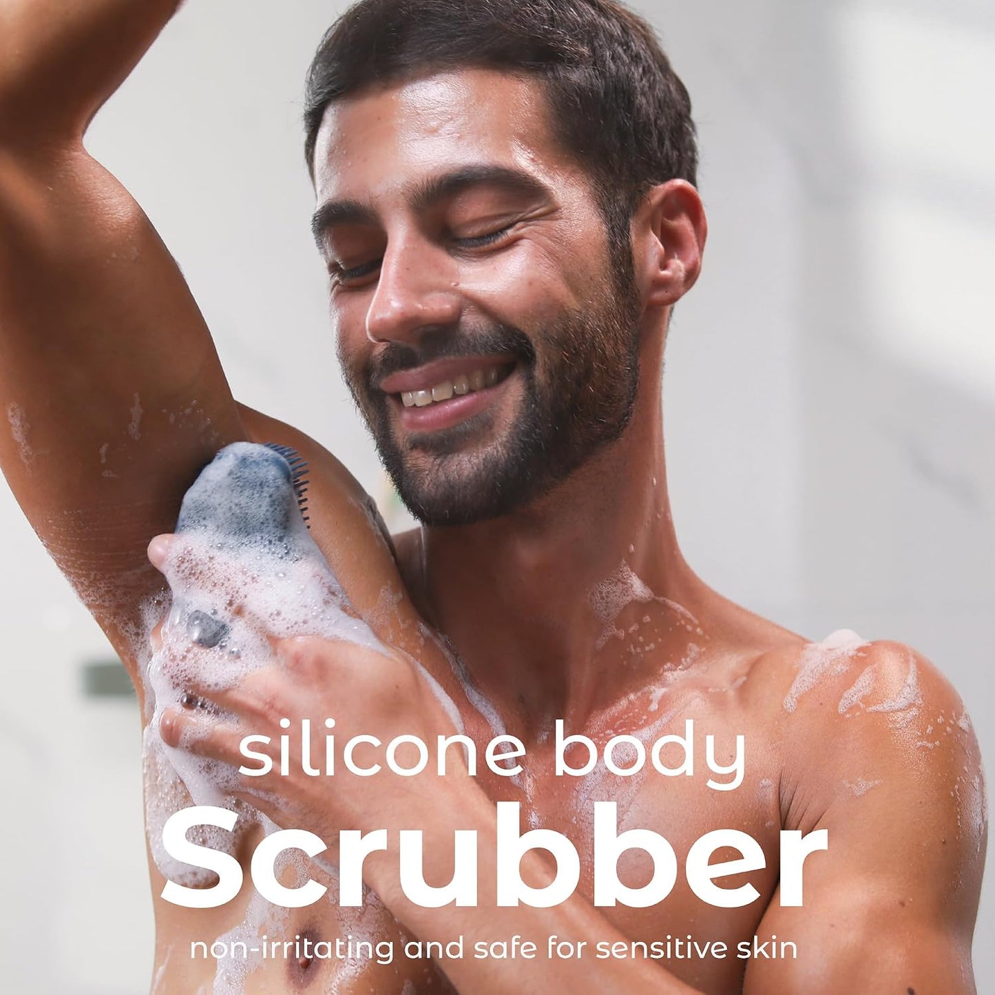 MainBasics Silicone Body Scrubber, Pink, Exfoliate | Dual-Sided, Shower Exfoliator, For Men & Women, Loofah Alternative