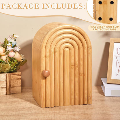 Bamboo Phone Box for Family Time, 6 Phones 3 Slots, Door-Shaped