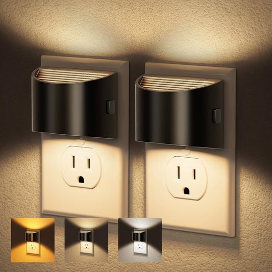 JandCase Night Light, Modern Night Lights Plug into Wall,2 Pack Dusk to Dawn Sensor Nightlight, Amber Brightness Adjustable Nightlight for Kids Bathroom Hallway Kitchen Bedroom Decor