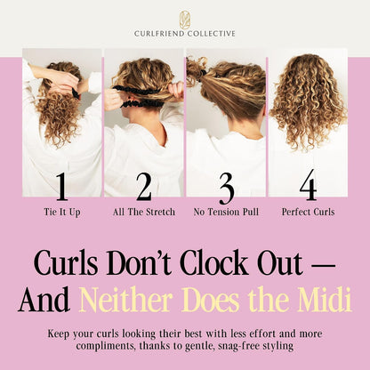 Silk Scrunchies for Women Ponytail Holders – Oversized Mulberry Silk Scrunchies – Extra Large No Damage Hair Ties for Curly, Thick, and Thin - Hair Accessories for Women – Black, XL By Curlfriend