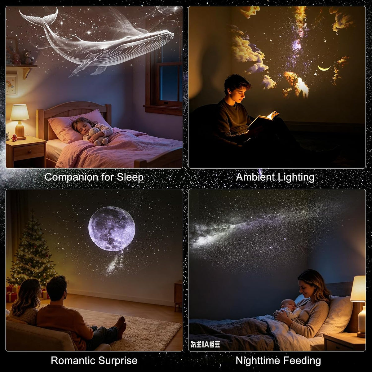 2-in-1 Galaxy Projector Night Light,USB Portable Galaxy Star Projector Night Light,Galaxy Night Light Projector,Starry Night Projector for Bedroom, Mini LED Nightlight Wall Lamp (6 Projection Films)