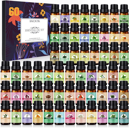 SACATR 60 Pcs Natural Essential Oil Sets,Fragrance Oil Scent (60 * 10ML)
