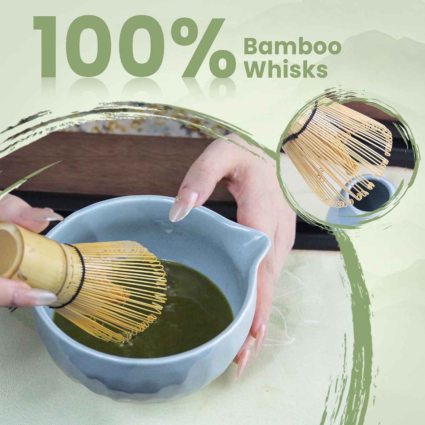 Matcha Whisk Set – Ceramic Matcha Bowl with Pour Spout, Bamboo Whisk, Whisk Holder, Scoop, Sifter – Japanese Matcha Kit for Beginners (Pink)