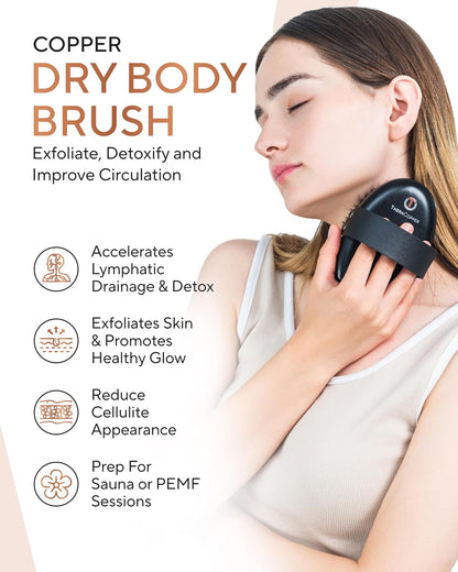 TheraCopper Copper Dry Brushing Body Brush for Lymphatic Drainage