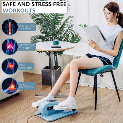 Under Desk Elliptical Exercise Machine, Electric Leg Exerciser with 12 Speeds, Forward & Reverse Modes,Quiet Compact Seated Pedal Stepper Machine with Remote Control for Seniors & Adults