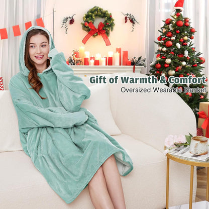 AmyHomie Wearable Blanket Hoodie for Adults & Teens,Oversized Sherpa Hooded Blanket,Warm Cozy Blanket Sweatshirt as Christmas Birthday Gifts for Women Men