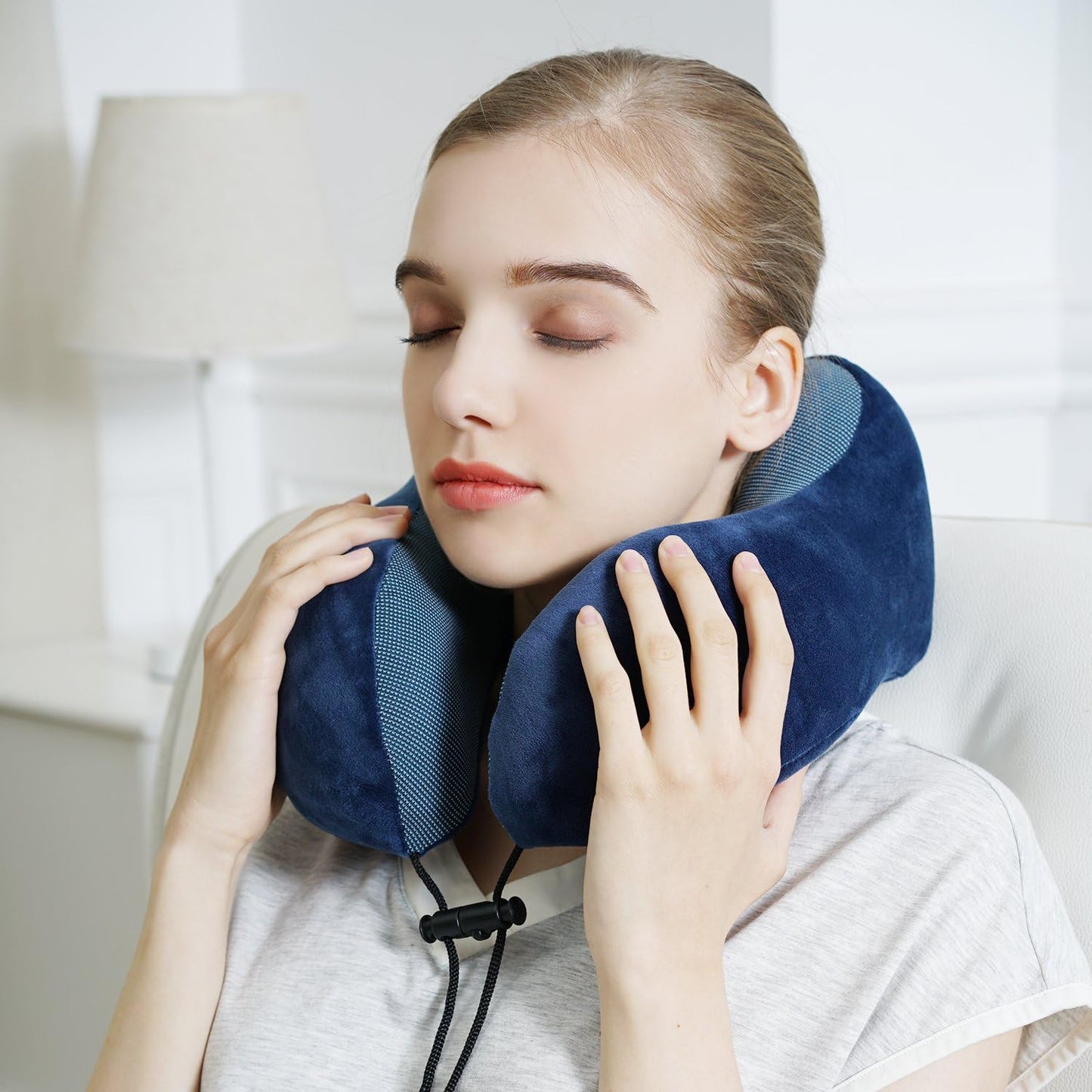 TALLGO Travel Pillow, Best Memory Foam Neck Pillow Head Support Soft Pillow for Sleeping Rest, Airplane Car & Home Use (Black)