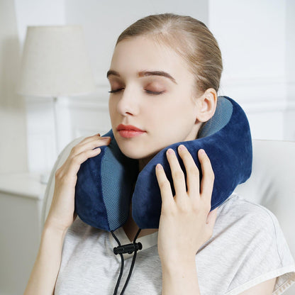 TALLGO Travel Pillow, Best Memory Foam Neck Pillow Head Support Soft Pillow for Sleeping Rest, Airplane Car & Home Use (Black)