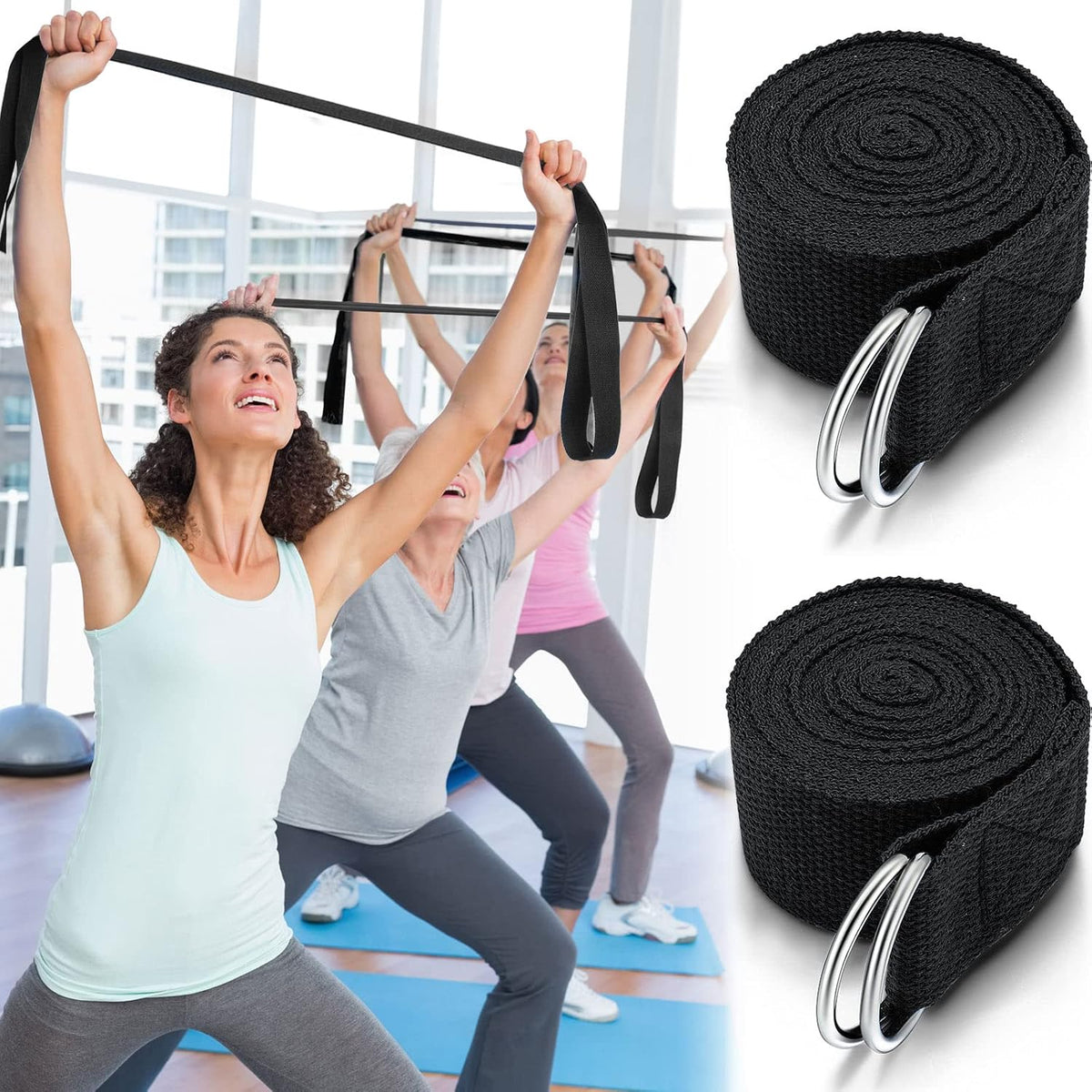 6 Pcs Yoga Straps for Stretching 8 Ft, Safe D Ring Buckle