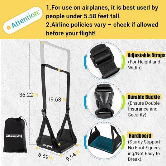 2-Pack Foot Hammock Plane Travel, No Collapse Thickened Bamboo Foot Rest