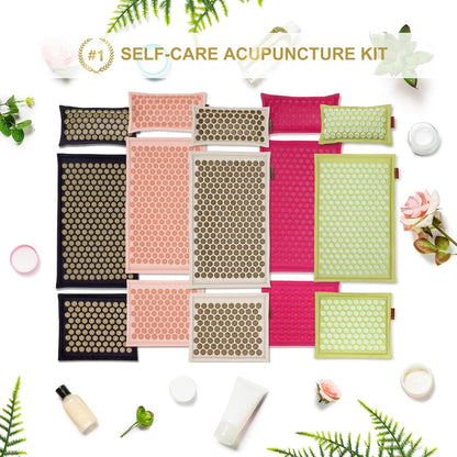 UNMERA Acupressure Mat and Pillow Set,Natural Premium Linen & Coconut Fiber Filling,for Back/Neck Pain Relief, Sciatic, Headache and Muscle Relaxation, Comes with Carrying Bag
