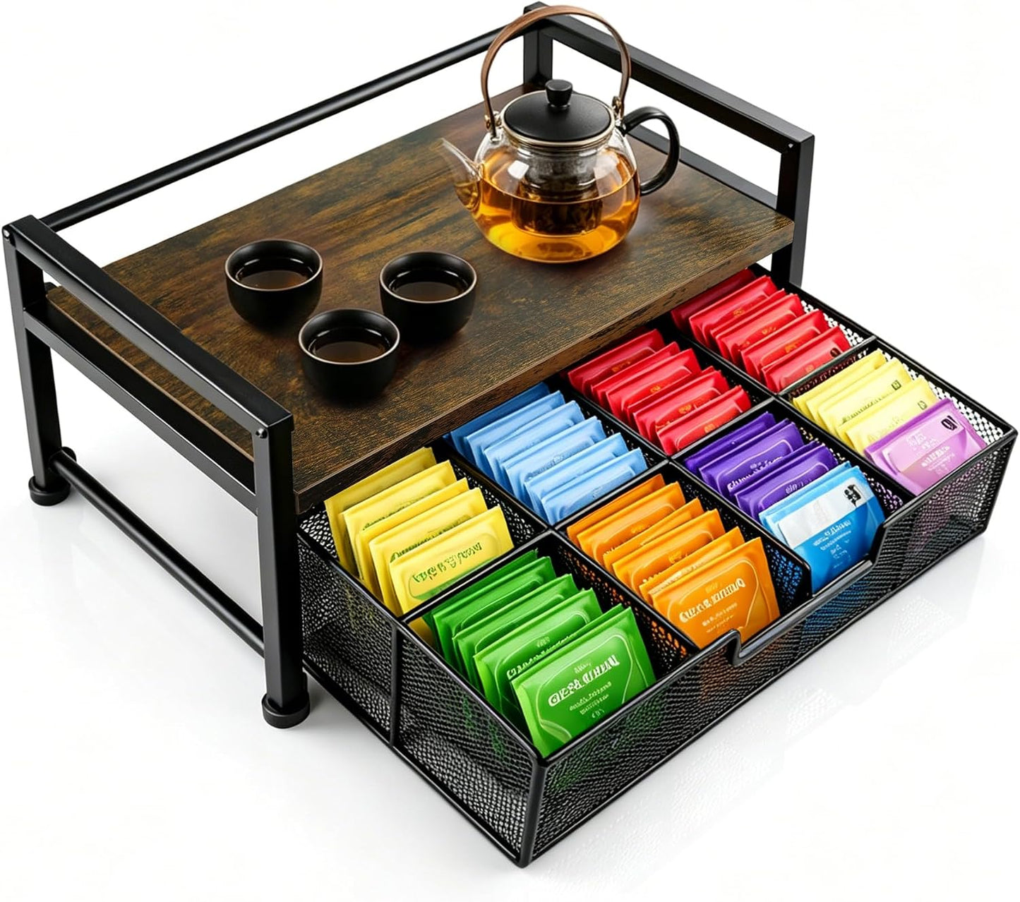 Tea Bag Organizer And Storage with Drawer Teabag Holder Tea Box