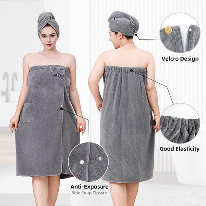 Towel Wrap for Women, Women'S Soft Wrap Towel Full Length，Bath Robe After Shower Female Plush Long，Spa Bathrobes Lightweight