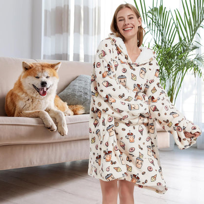 Fiosnow Sun and Moon Blanket Hoodies for Women and Men Adult Oversize Wearable Blanket Hoodies for Soft and Warm