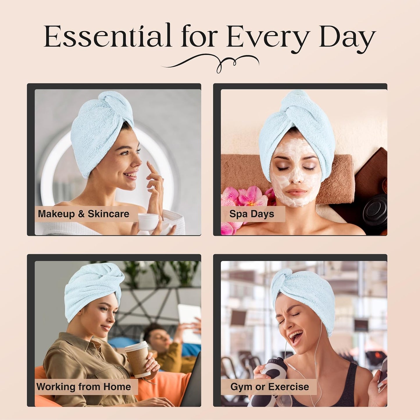 Lili&James 100% Cotton Hair Towel Wrap for Women & Kids – 420 GSM Quick Dry Hair Turban with Double Button Loop, Anti Frizz Non Microfiber Hair Drying Towel for Curly, Long & Thick Hair (Lilac)