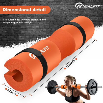 NEALFIT Barbell Pad Squat Pad for Squats—Squat Bar Pad—Great for Weightlifting,Lunges and Hip Thrusts—Foam Sponge Pad—Fit Standard and Olympic Bars Perfectly