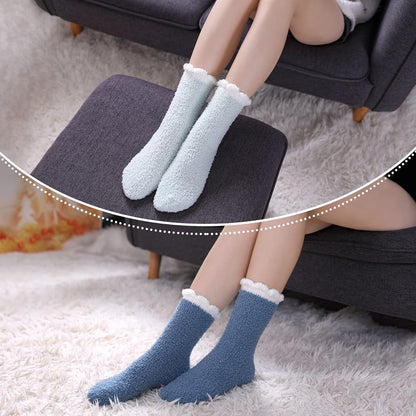 LINEMIN Womens Fuzzy Socks Cozy Fluffy Winter Warm Slipper Socks Microfiber Soft Home Sleeping Socks