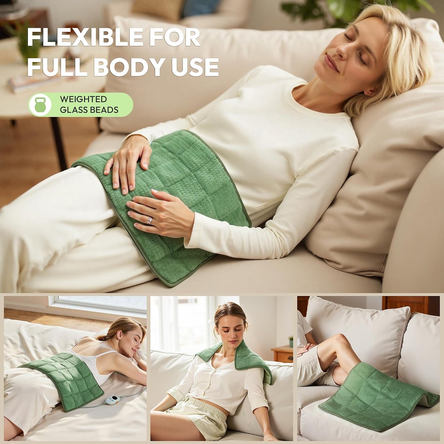 GOTCOZY Heating Pad 12"x24" for Back Pain Relief & Cramps(Rose)
