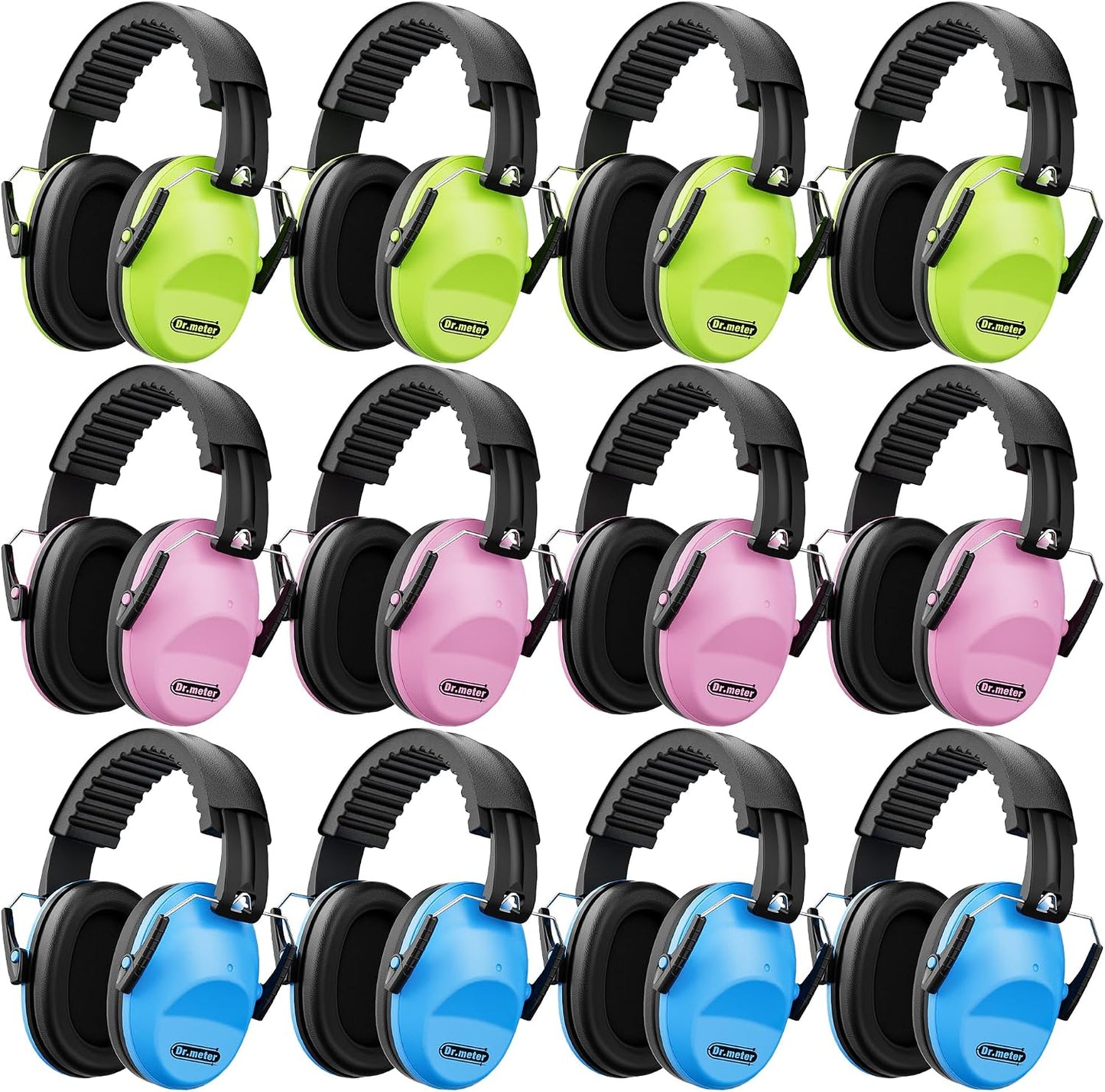 Dr.meter Ear Muffs for Noise Reduction: 27.4SNR Noise Cancelling Headphones for Kids Adults, EM100 Adjustable Hearing Protection Earmuffs for Monster Jam, Autism Sensory, Concerts, Fireworks- 3PACK