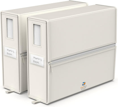 LINENMATE The Original Linen Storage Container, 2-Pack (Queen/King Size, Ivory)