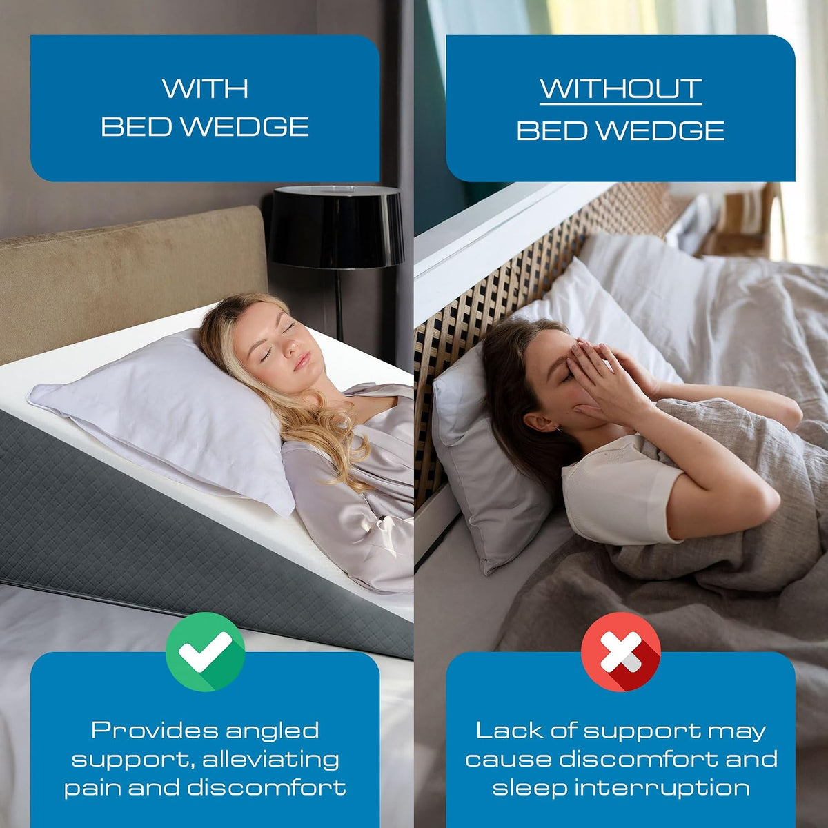 Kolbs Extra Wide Bed Wedge Pillow | Super Large, Memory Foam Top and Jacquard Cover | for Sleeping Acid Reflux GERD (7.5 Inch Height (31 x 33 x 7.5))