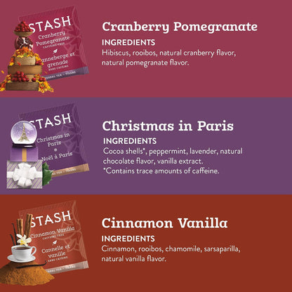 Stash Tea Soothing Herbal Tea 6 Flavor Variety Pack, 6 Boxes With 18-20 Tea Bags Each