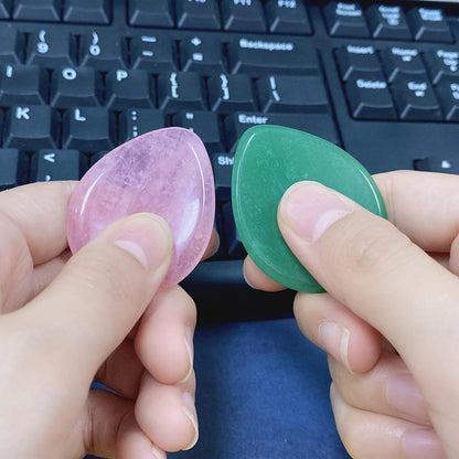 2PCS Worry Stone for Anxiety Tigers Eye Amethyst Healing Crystals Hand Thumb Stones Pocket Gemstones Meditation Accessories Oval Crystal Natural Relax Palm Stone Anxiety Relief Items Stocking Stuffers