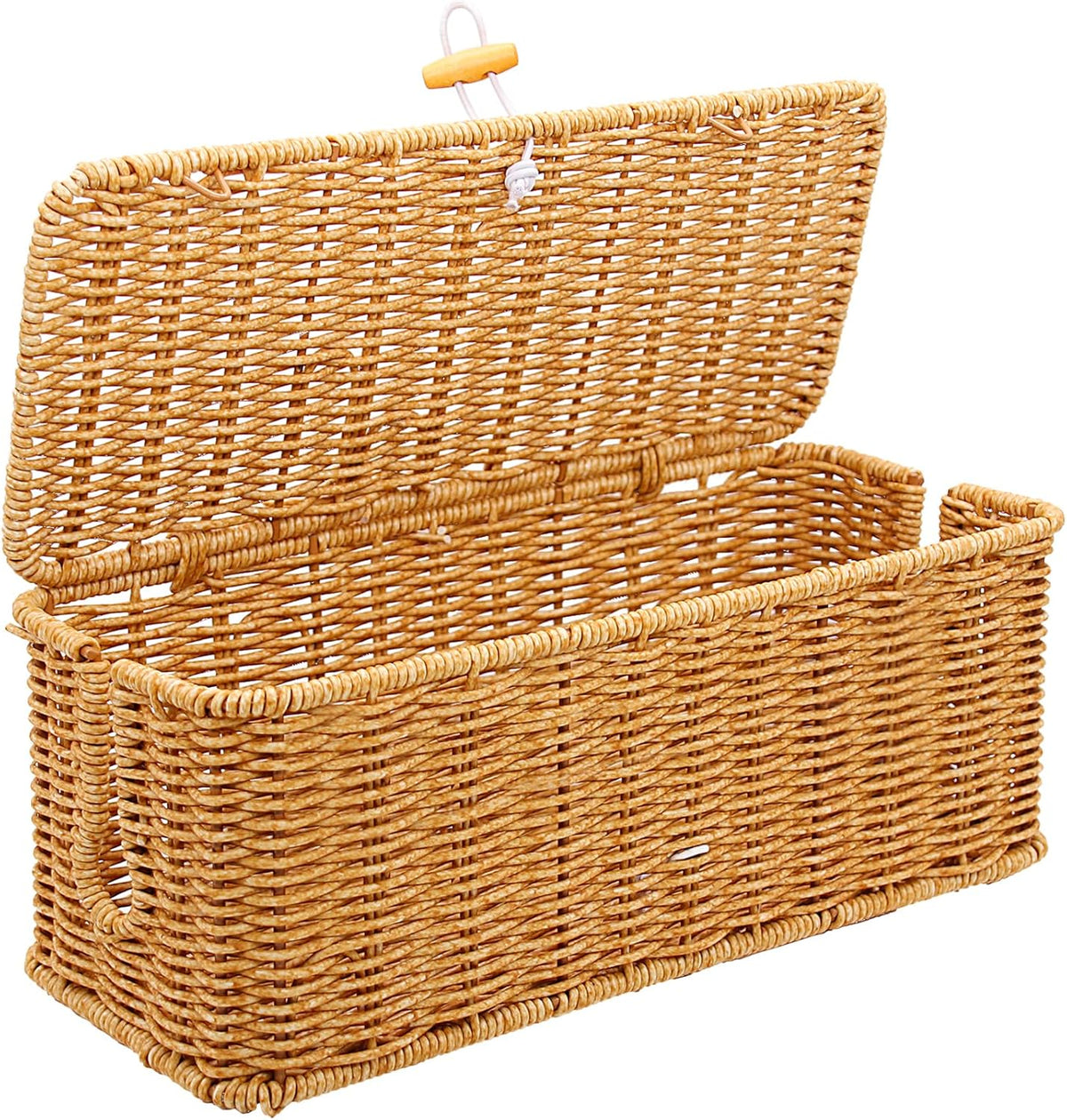 2PCS Cable Management Box, Handmade Rattan Cable Organizer Cord Basket