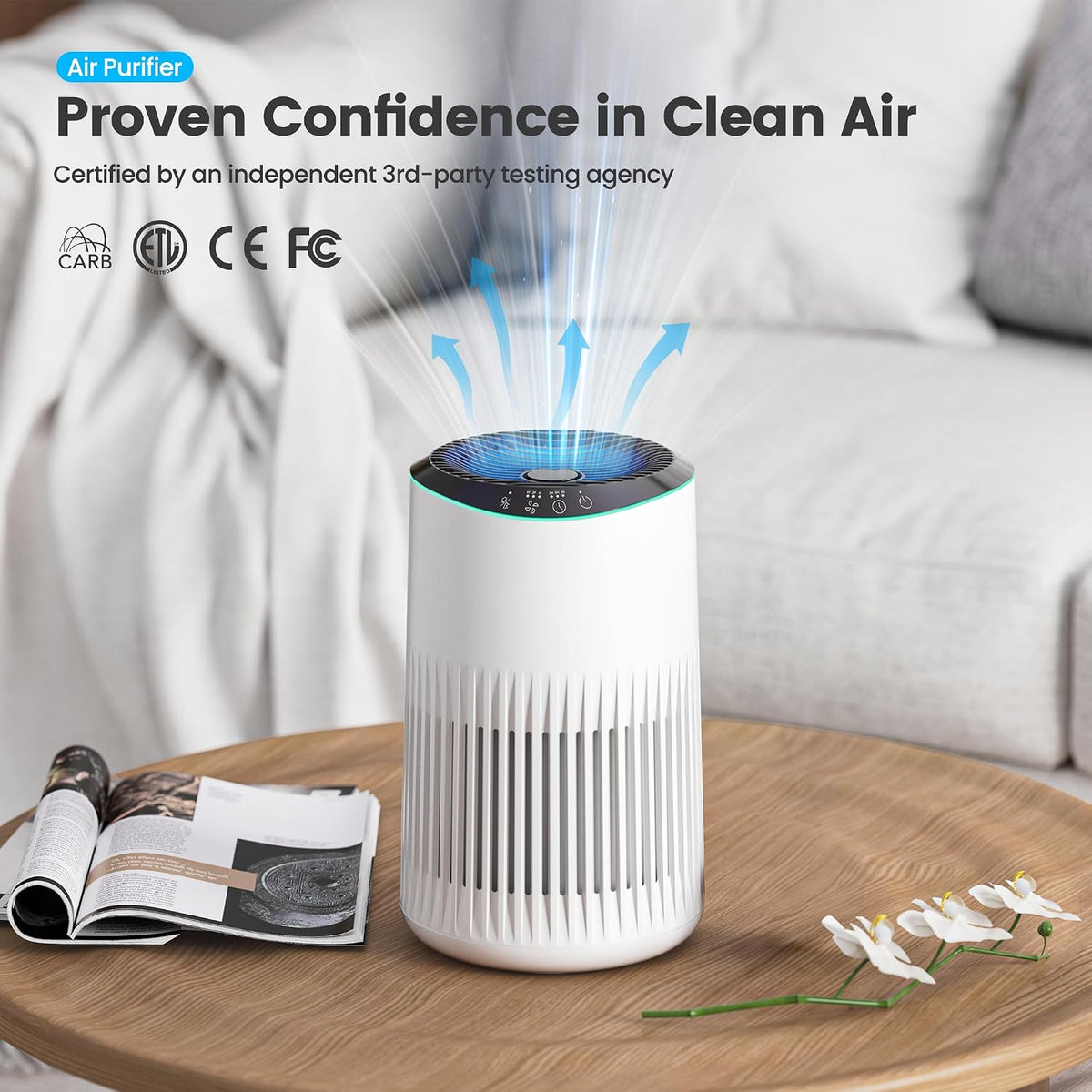 Air Purifiers for Bedroom Home for Smoke Pet Dander Odors 2 Pack Ivory