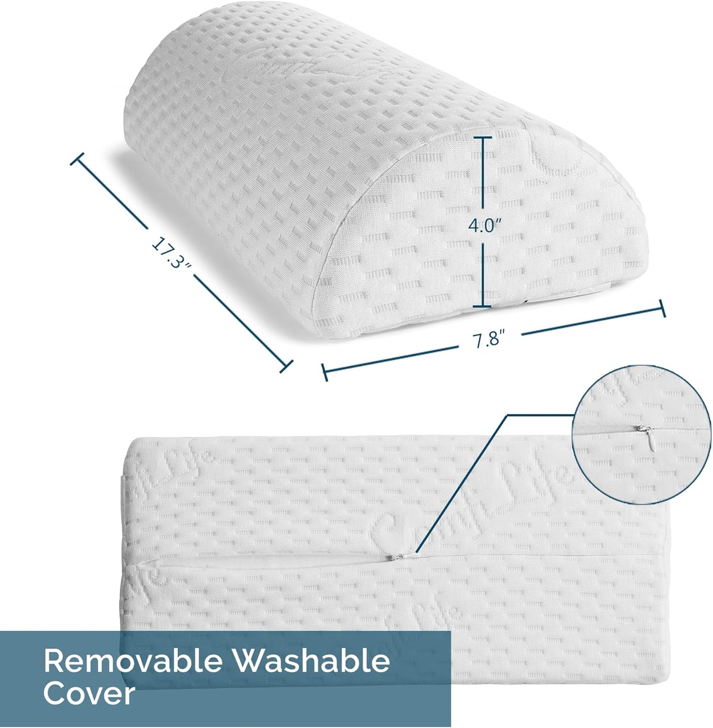 ComfiLife Knee Pillow for Back Sleeping – 100% Memory Foam Bolster Pillow for Legs – Under Knee Pillow for Sleeping on Back – Leg & Hip Pain Relief for Side Sleepers – Half Moon Pillow
