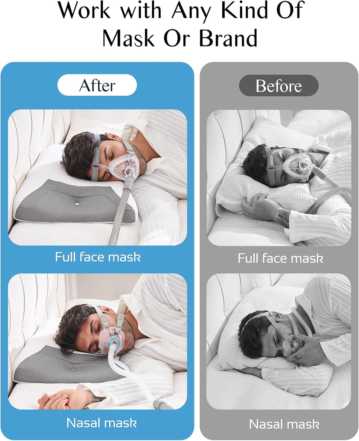 CPAP Pillow for Sleeping, HSA/FSA Sleep Apnea Pillow for All CPAP Masks Users to Reduce Air Leaks, Masks Pressure, Memory Foam with Cooling & Breathable Pillowcase for Side Back Sleeper