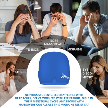 Migraine Relief Cap, All Around Gel Covered Reusable Headache Relief Cap, Black Migraine Cap for Headache Relief, Puffy Eyes