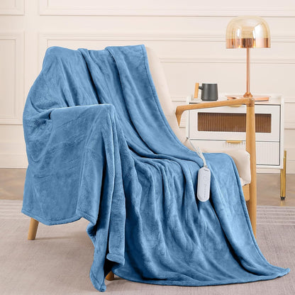 HOMLYNS LuxeHeat Heated Blanket Electric Blanket, Soft Flannel Sherpa Heated Throw, Heating Blanket with 5 Heat Settings, 3 hrs Timer Auto Shut Off (50x60 inches, Purple), Only for 120V Voltage Use