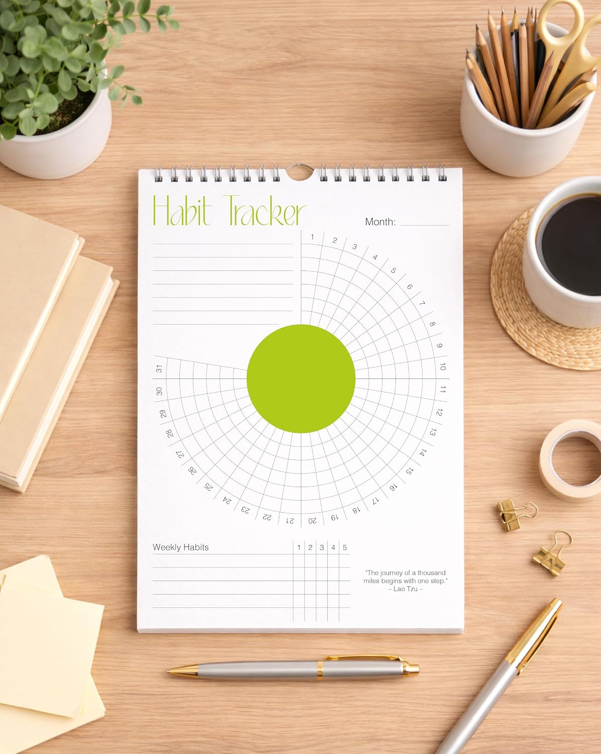 Habit Tracker Calendar (Undated 12 Month) with Silver Spiral Bound and Hanger, 7"x10" Habit Planner, Daily Weekly and Monthly Habit Tracker Journal, Habit Calendar, Colorful Layout.