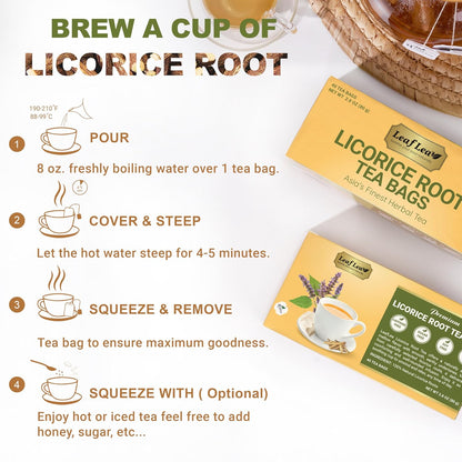 LeafLea Licorice Root Tea Bags, Caffeine-Free Liquorice Tea, 80 Count