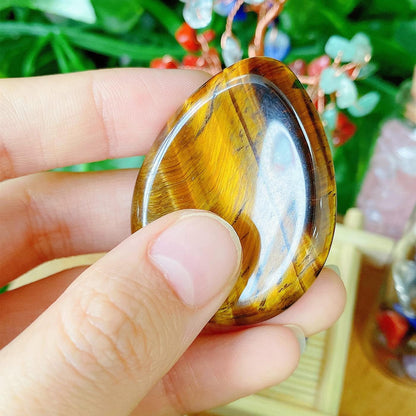 2PCS Worry Stone for Anxiety Tigers Eye Amethyst Healing Crystals Hand Thumb Stones Pocket Gemstones Meditation Accessories Oval Crystal Natural Relax Palm Stone Anxiety Relief Items Stocking Stuffers