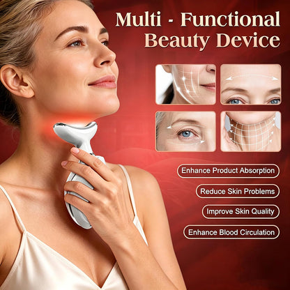 Face and Neck Massager, Facial Sculpting Tool with Smart Vibration, Red-Light and EMS Modes, Heat Gua Sha Facial Tools for Women Daily Home Use (Pink)
