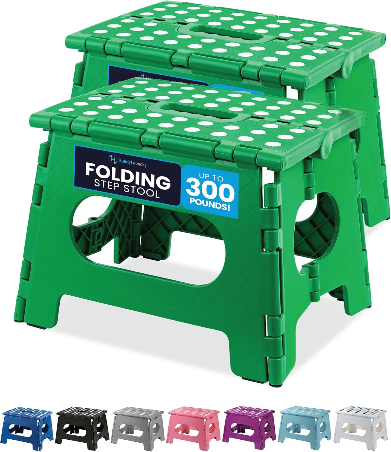 Handy Laundry Folding Step Stool - Sturdy Enough Collapsible Stool to Support Adults - Opens Easy with One Flip - Great for Kitchen, Bathroom or Bedroom (Black - 9 Inch)