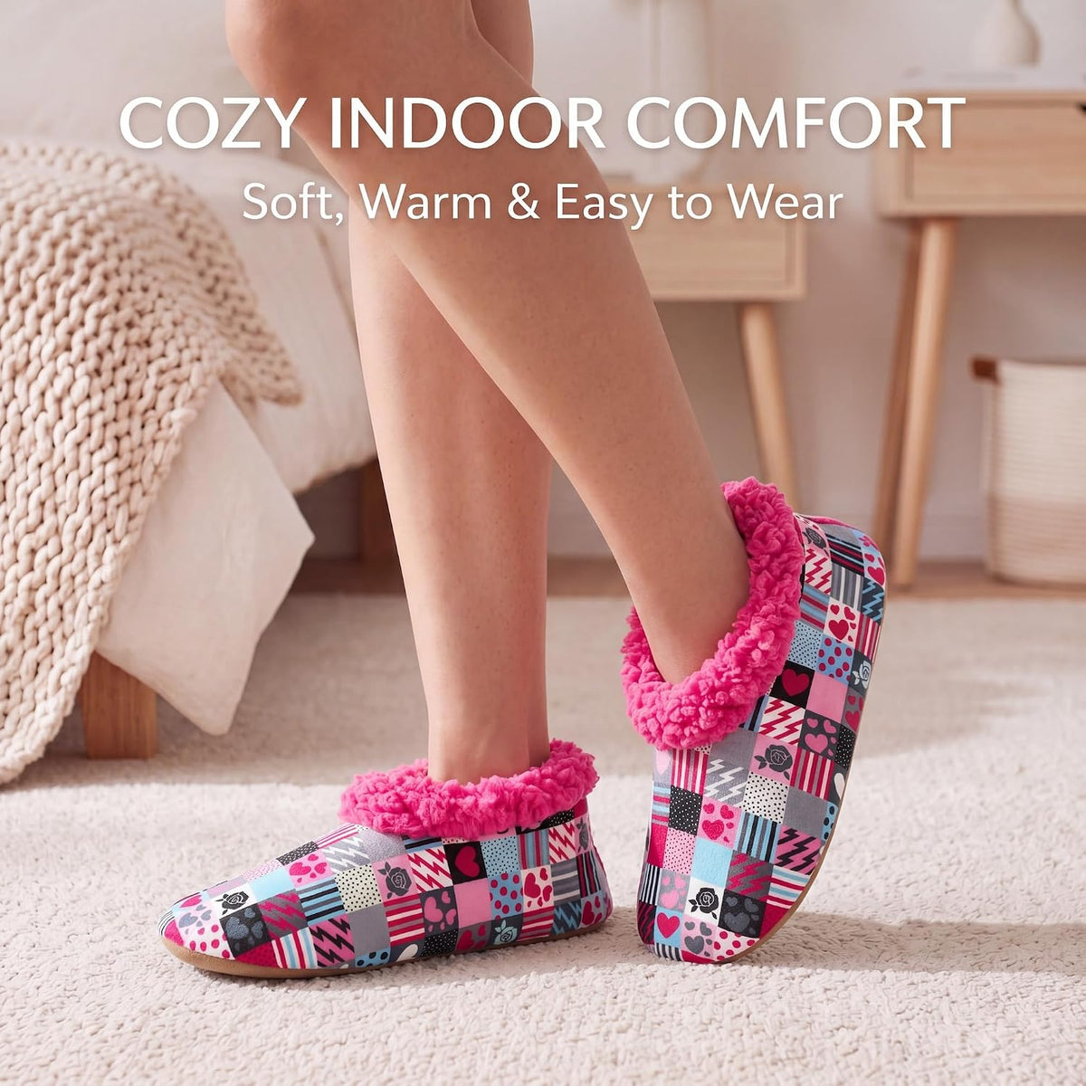Cozylook Fuzzy Slippers for Women Indoor Soft Sole Slipper Socks