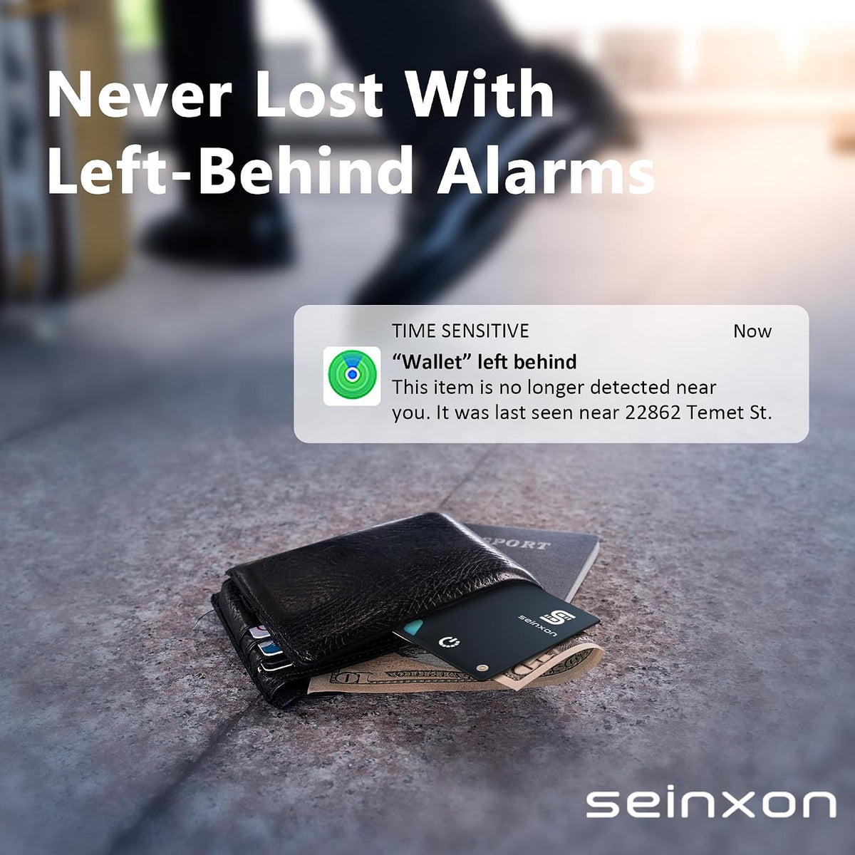SEINXON Wallet Tracker (iOS Only) IP68 Thin Item Finder Card Luggage Located Bluetooth Works with Apple Find My APP & Network - Magnetic Charger (Slim)
