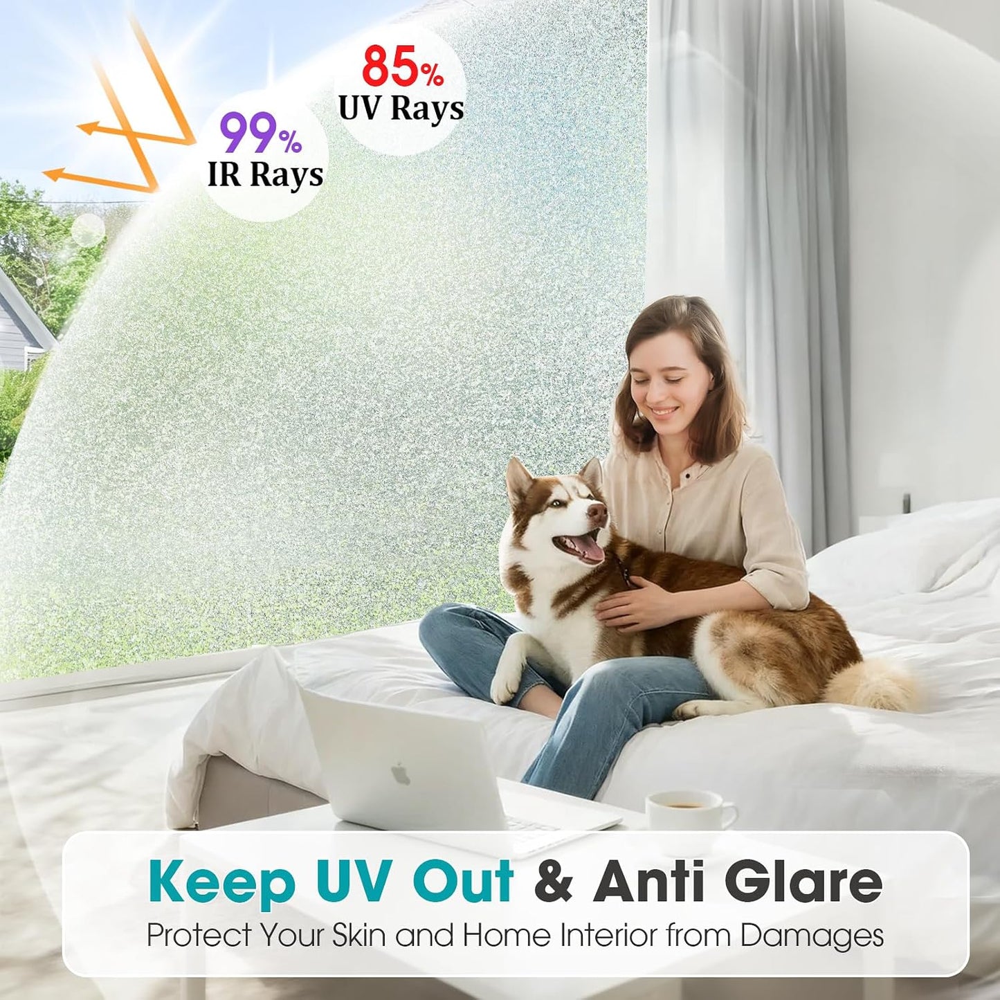 Coavas Blackout Window Film, 100% Light Blocking Privacy Window Film, No Glue Static Cling, Heat & UV Blocking, Removable Room Darkening Window Cover, Renter Friendly for Bedroom, 17.5x78.7Inch,Black