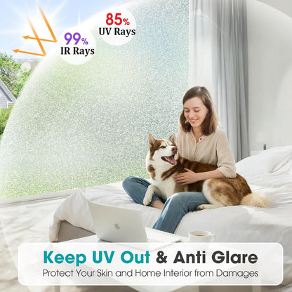 Coavas Blackout Window Film, 100% Light Blocking Privacy Window Film, No Glue Static Cling, Heat & UV Blocking, Removable Room Darkening Window Cover, Renter Friendly for Bedroom, 17.5x78.7Inch,Black