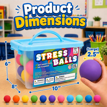 24 Pack Slow Rise Stress Balls, 2.5" Full Size Squishy Balls, Soft Stretchy Sensory Fidget Toys for Adults Kids, Classroom Rewards, Prize Box Toys, Office Stress Toys & Gifts