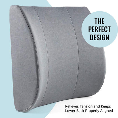 DMI Lumbar Support Pillow for Chair to Assist with Back Support with Removable Washable Cover and Firm Insert to Ease Lower Back Pain while Improving Posture, 14 x 13 x 5, Contoured Foam, Elite, Gray